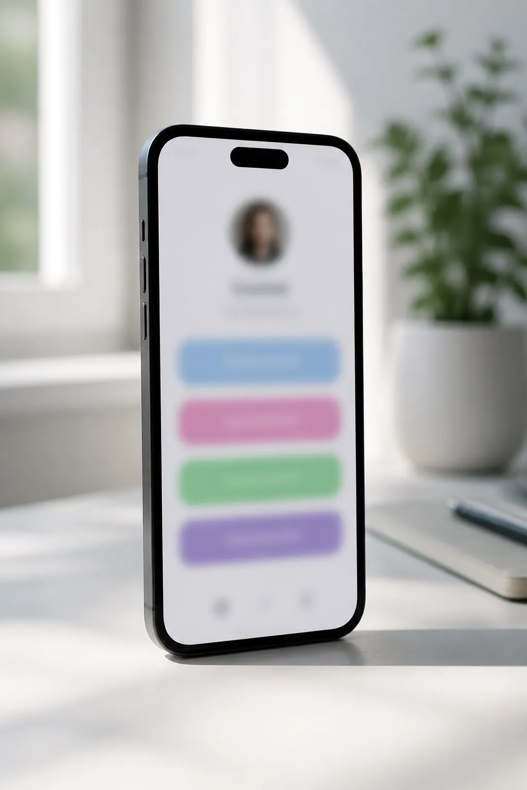 Phone on a desk showing a FWDLink bio page