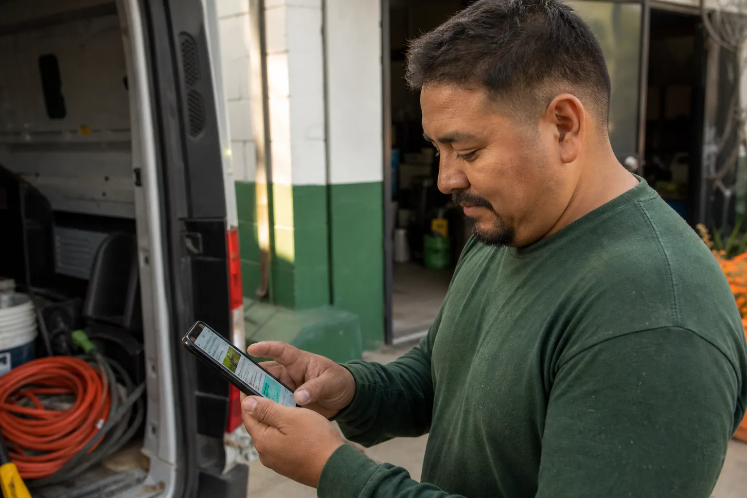 Owner checking their business page on a phone