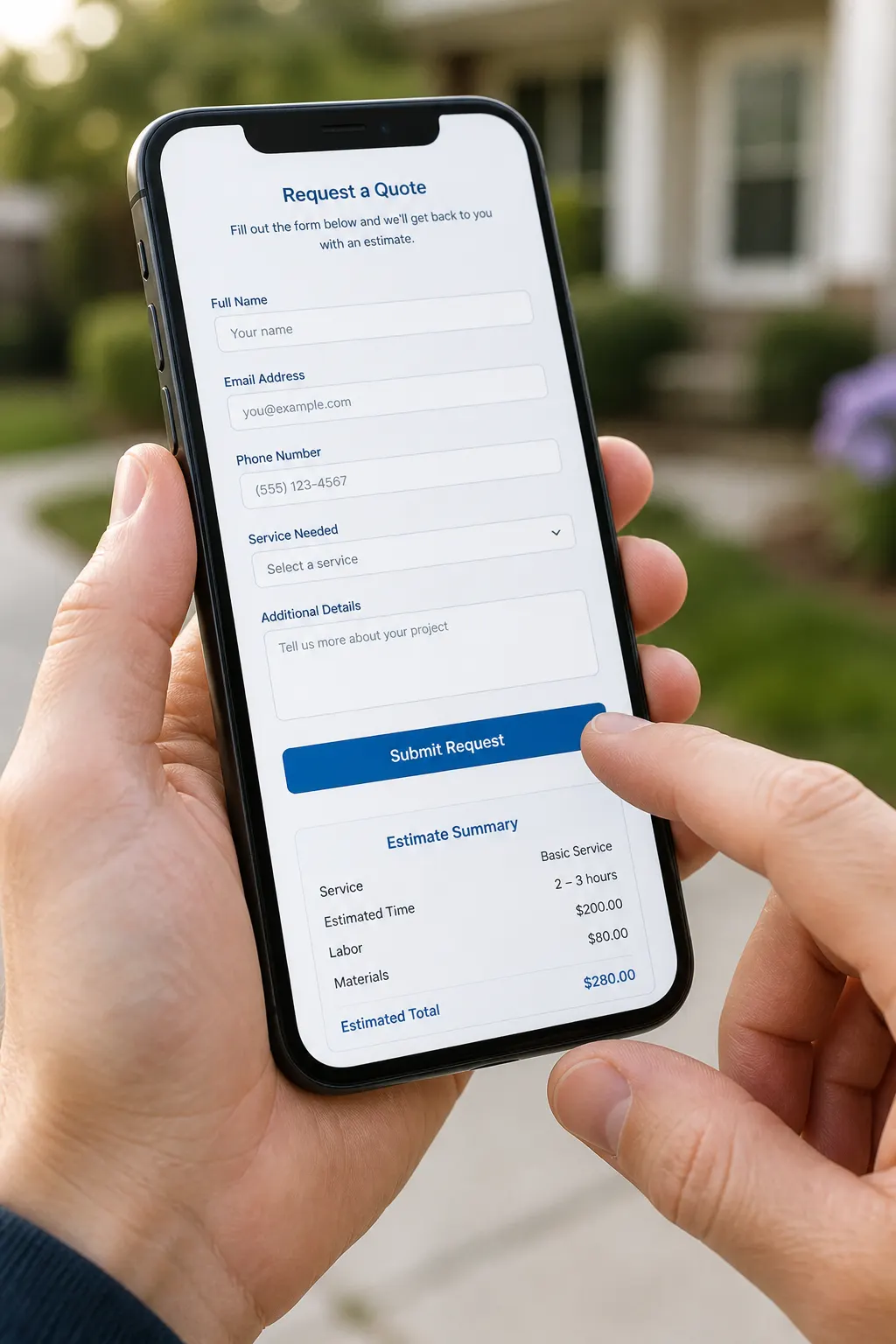 Estimate on a phone after a page lead