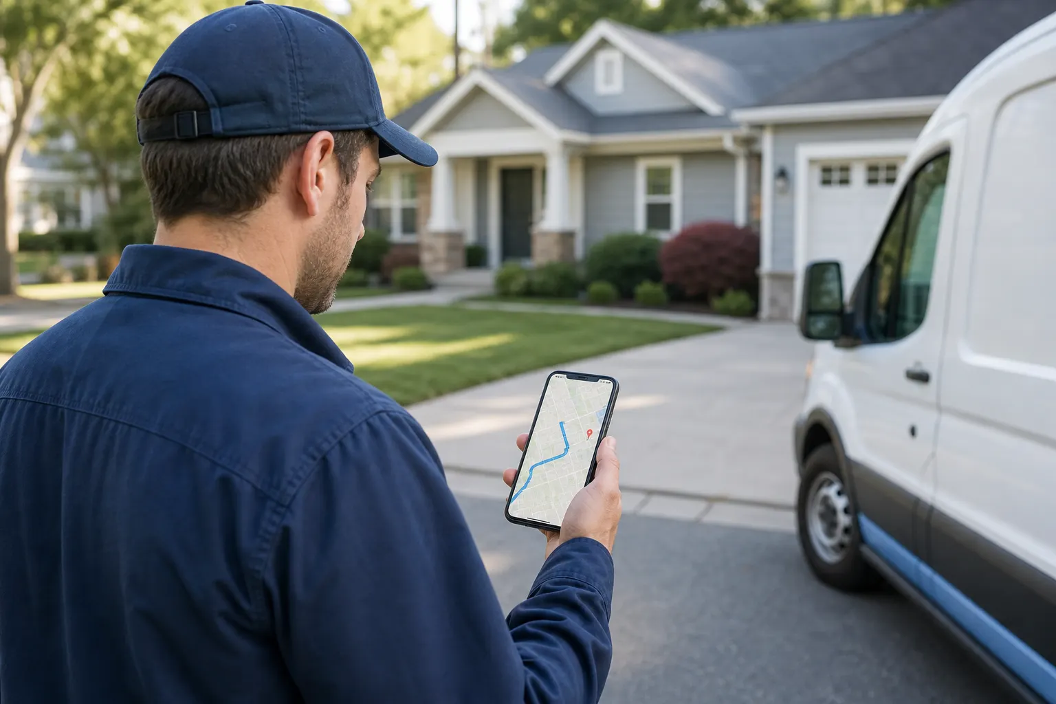 Arriving at a residential stop with phone navigation