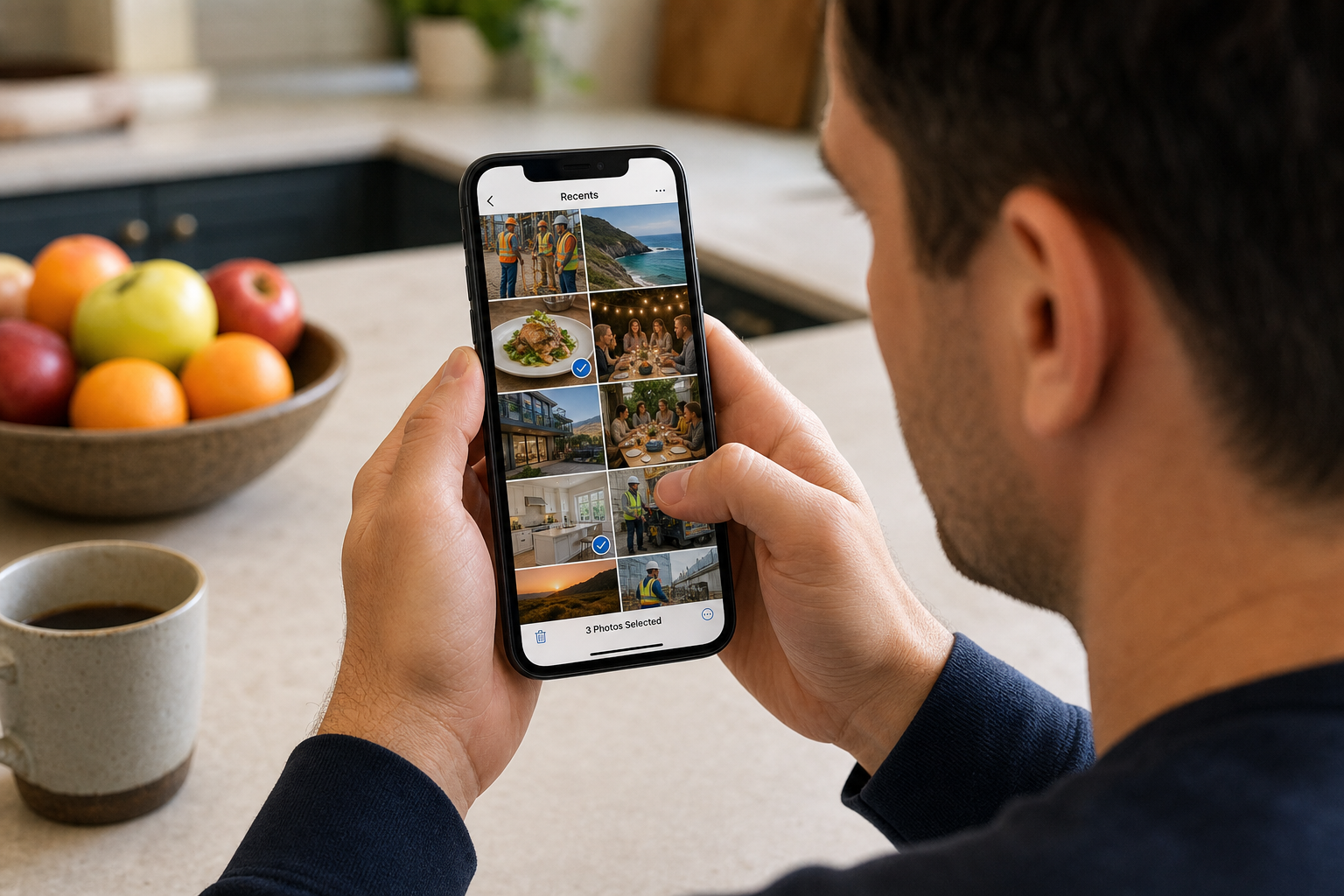 Phone in hand with the camera roll open