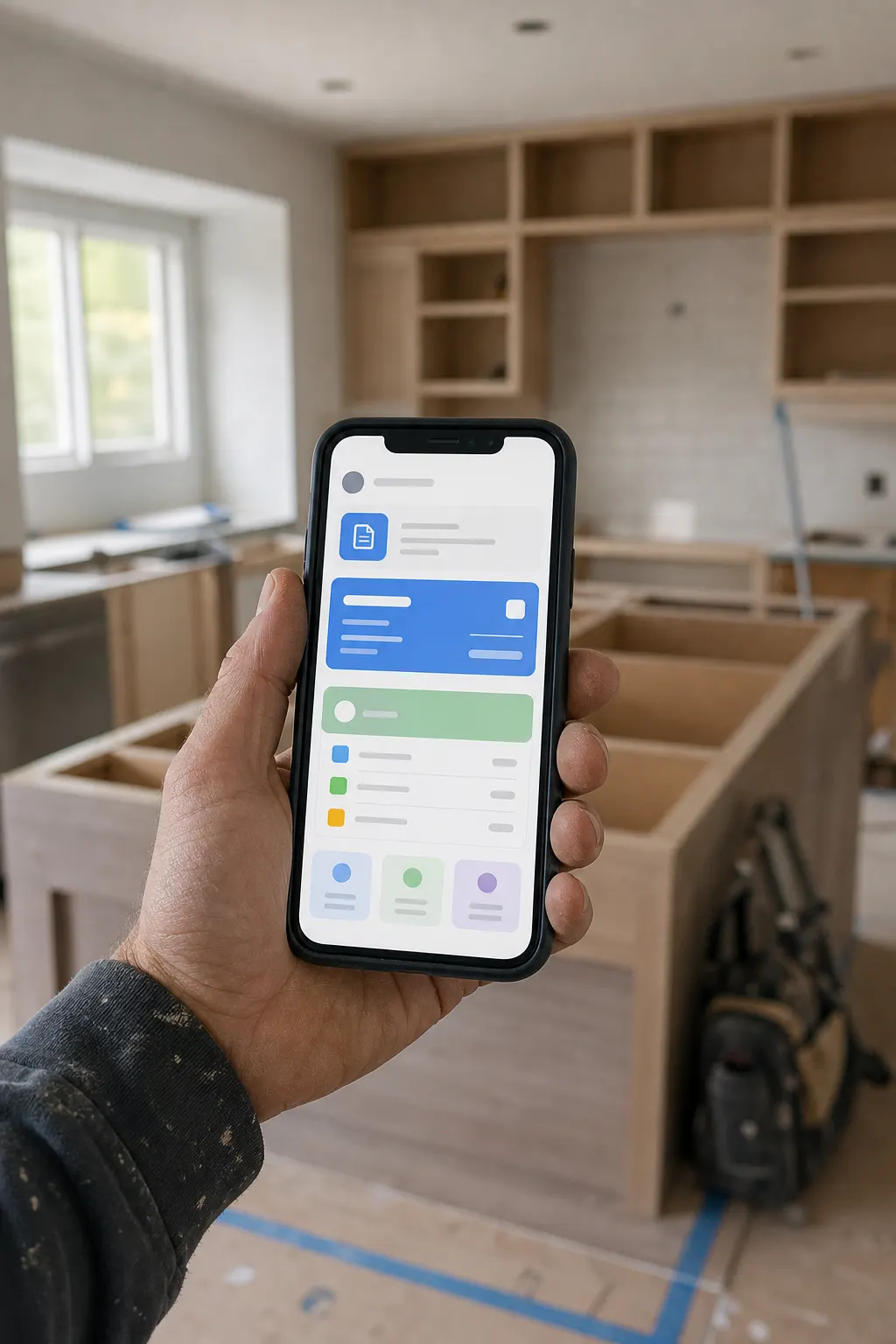 Sending a handyman invoice from a phone on the jobsite