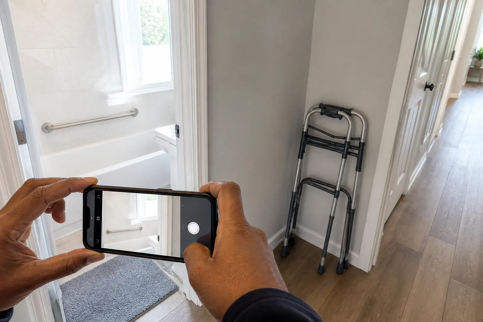 Home equipment photographed as visit service proof