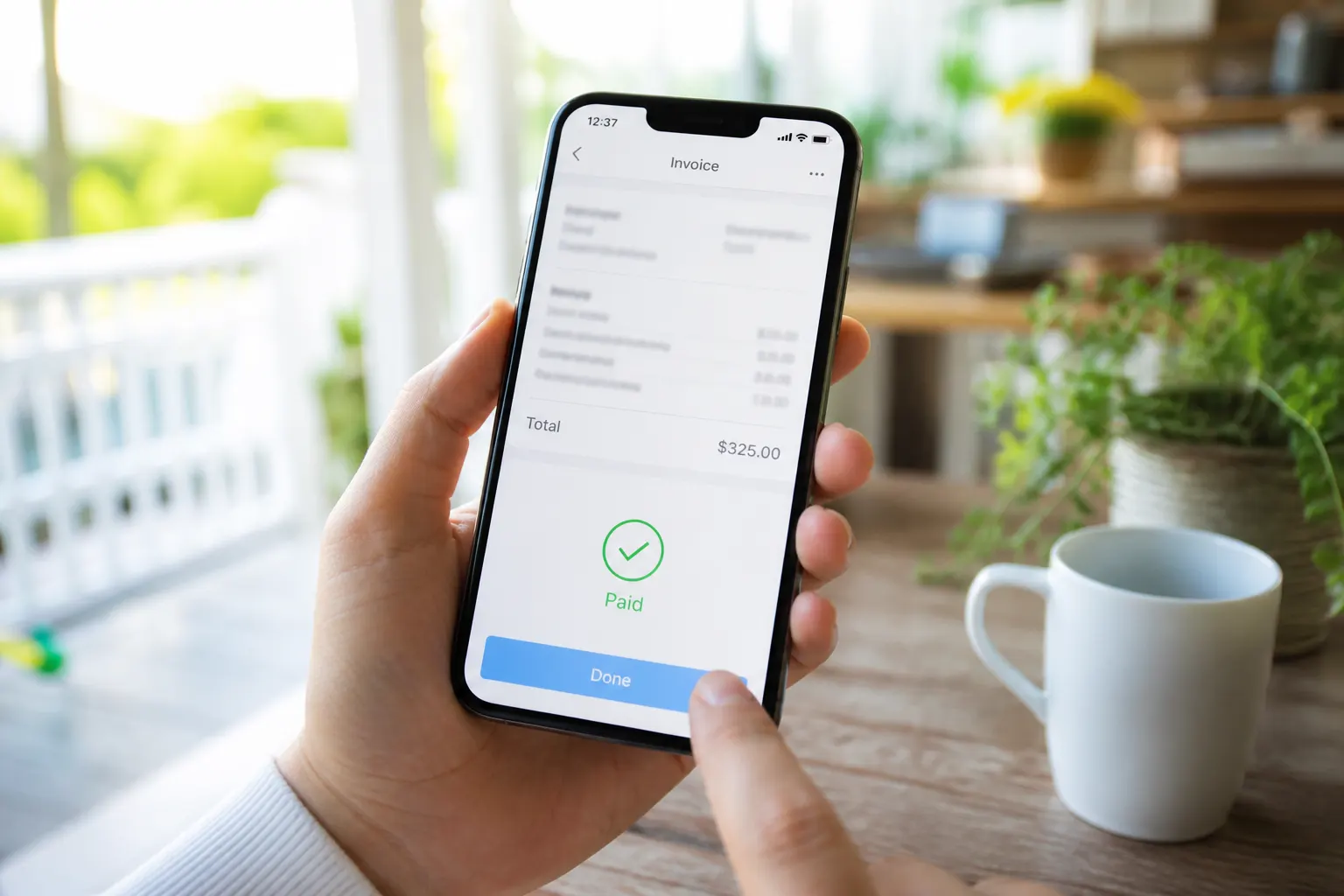 Invoice pay success on a phone after a bakery order